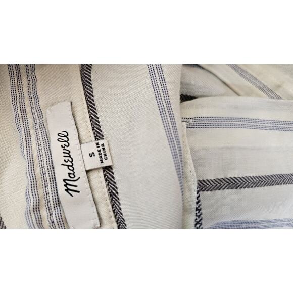 Madewell Small Short Sleeve Tie Front Shirt Top Montpellier‎ Stripe Boxy Cotton - Picture 4 of 4
